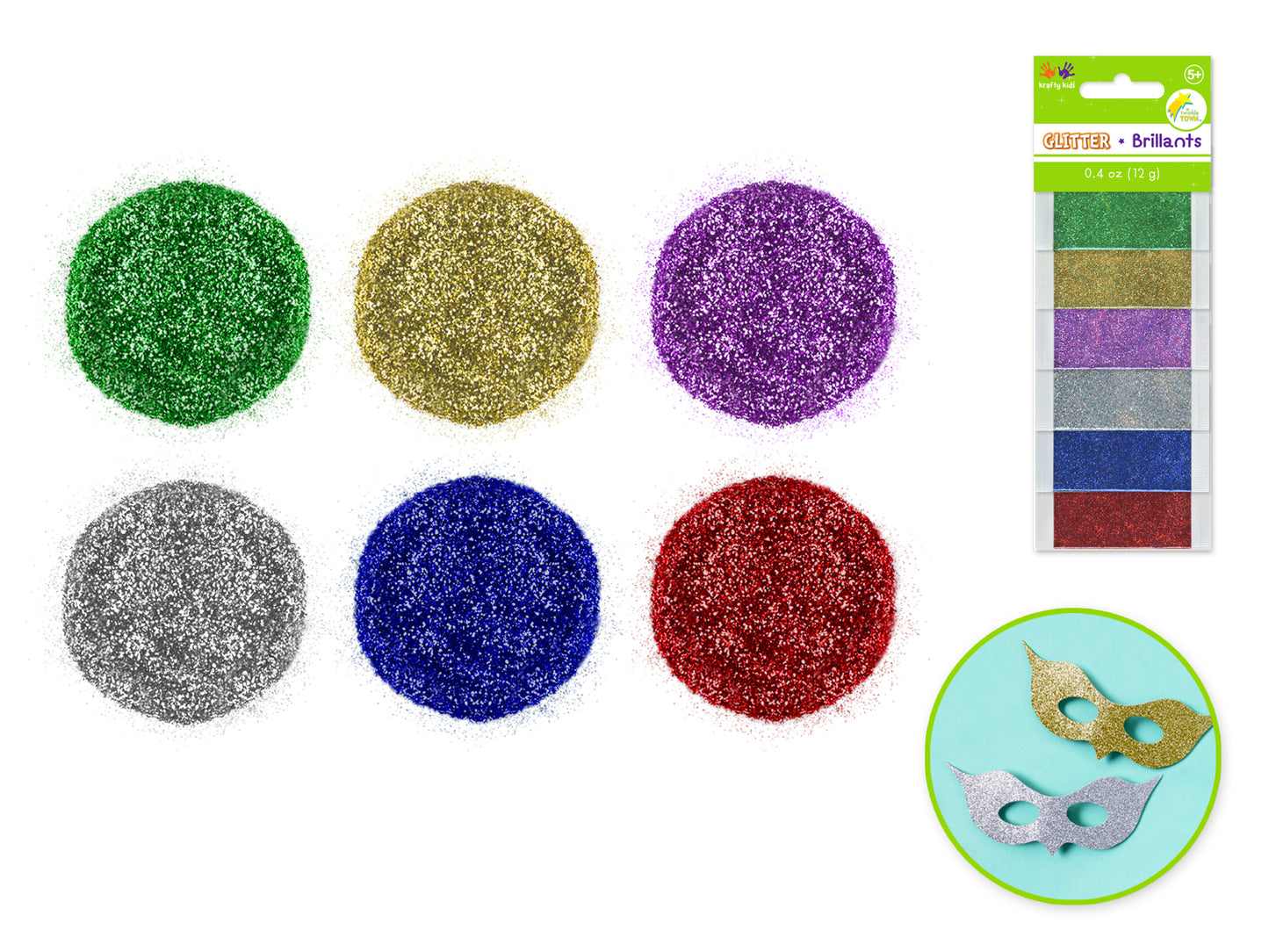 12g Twinkle-Town Glitter Pouches (6ea x 2g) -Metallics