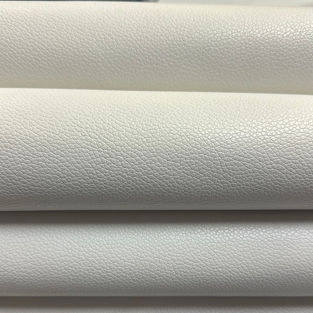 Faux Leather Roll Small Litchi White