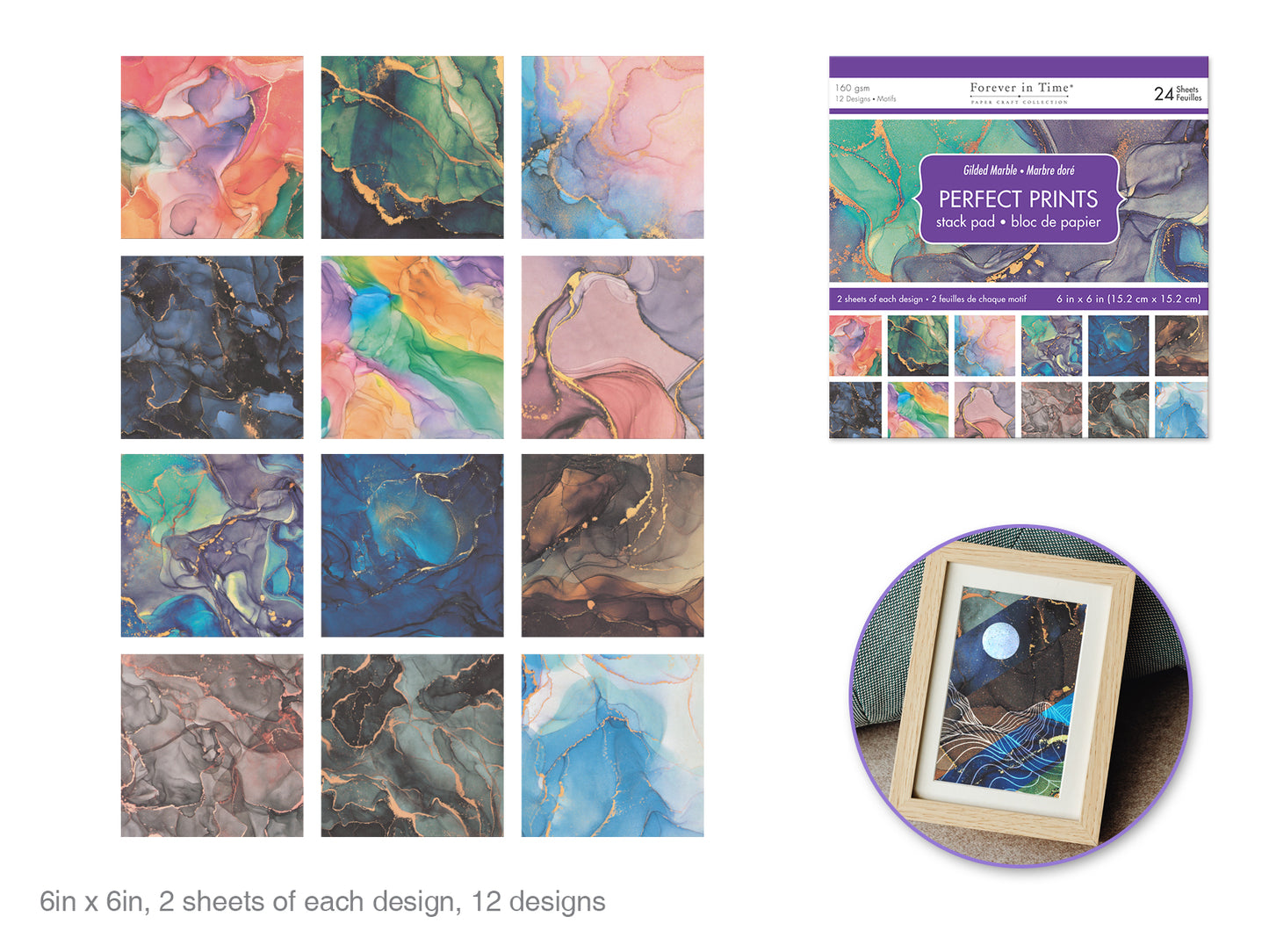 6"Perfect Prints Stack Pad- Gilded Marble