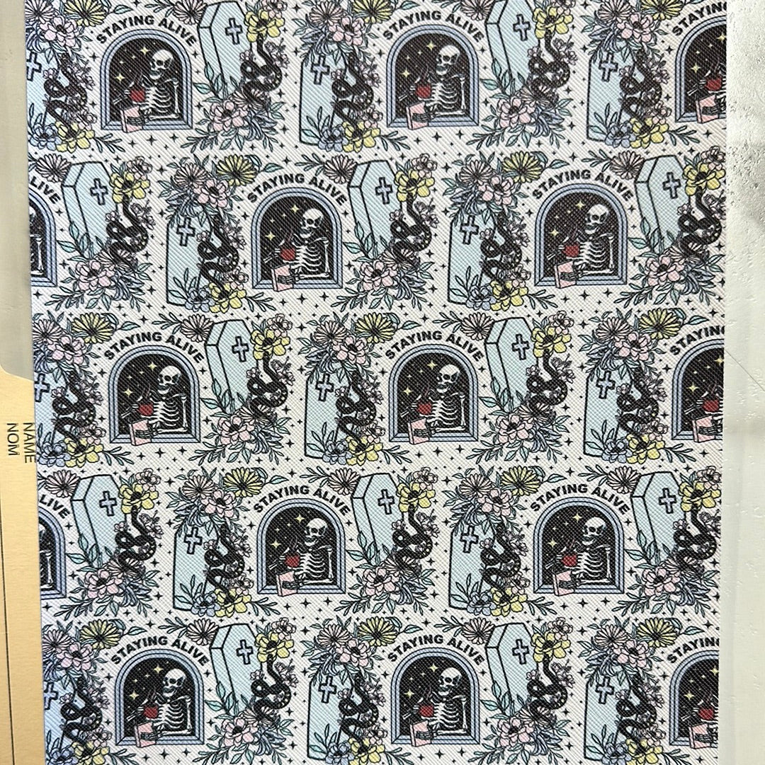 Faux Leather Staying Alive skeletons