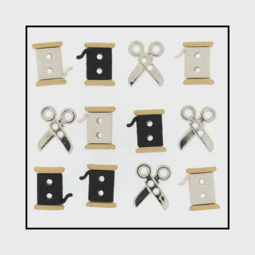 Sew Cute Spools/Scissors Buttons by Dress it UP