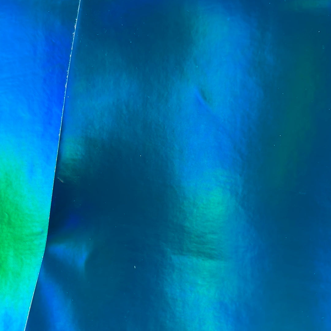 Faux Leather Glossy Blue Holographic Shimmer
