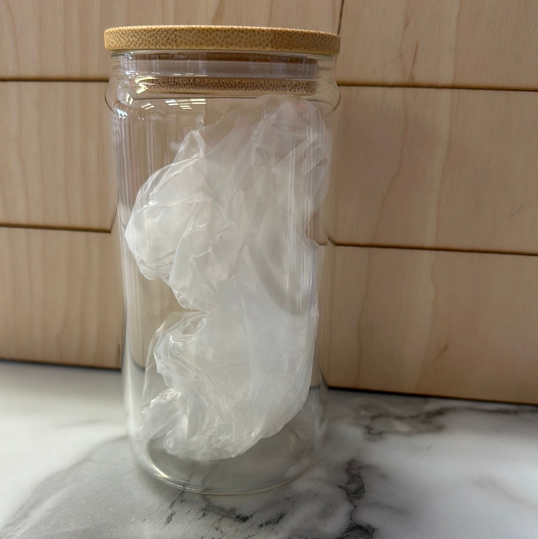 12 Oz Clear Glass Can Style w bamboo lid
