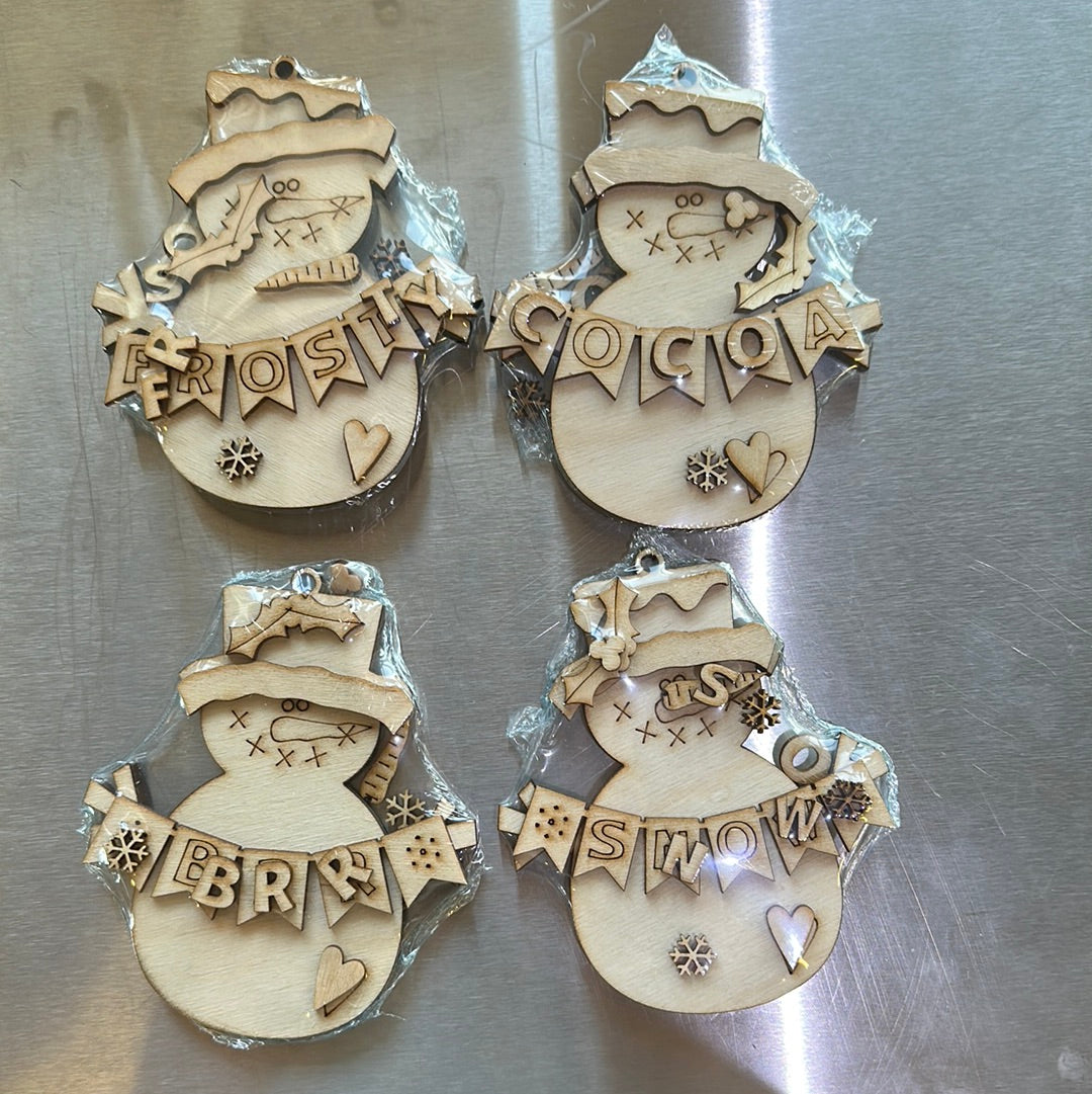 Snowman Birch Ornaments