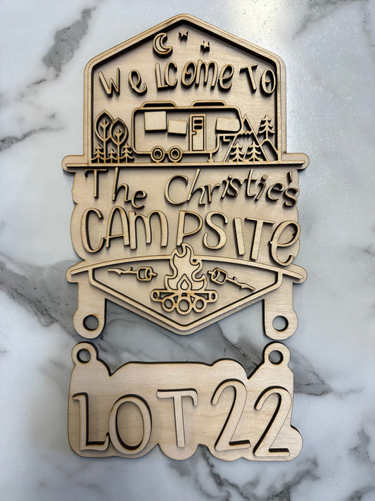 Campsite Sign w Fifth Wheel DIY