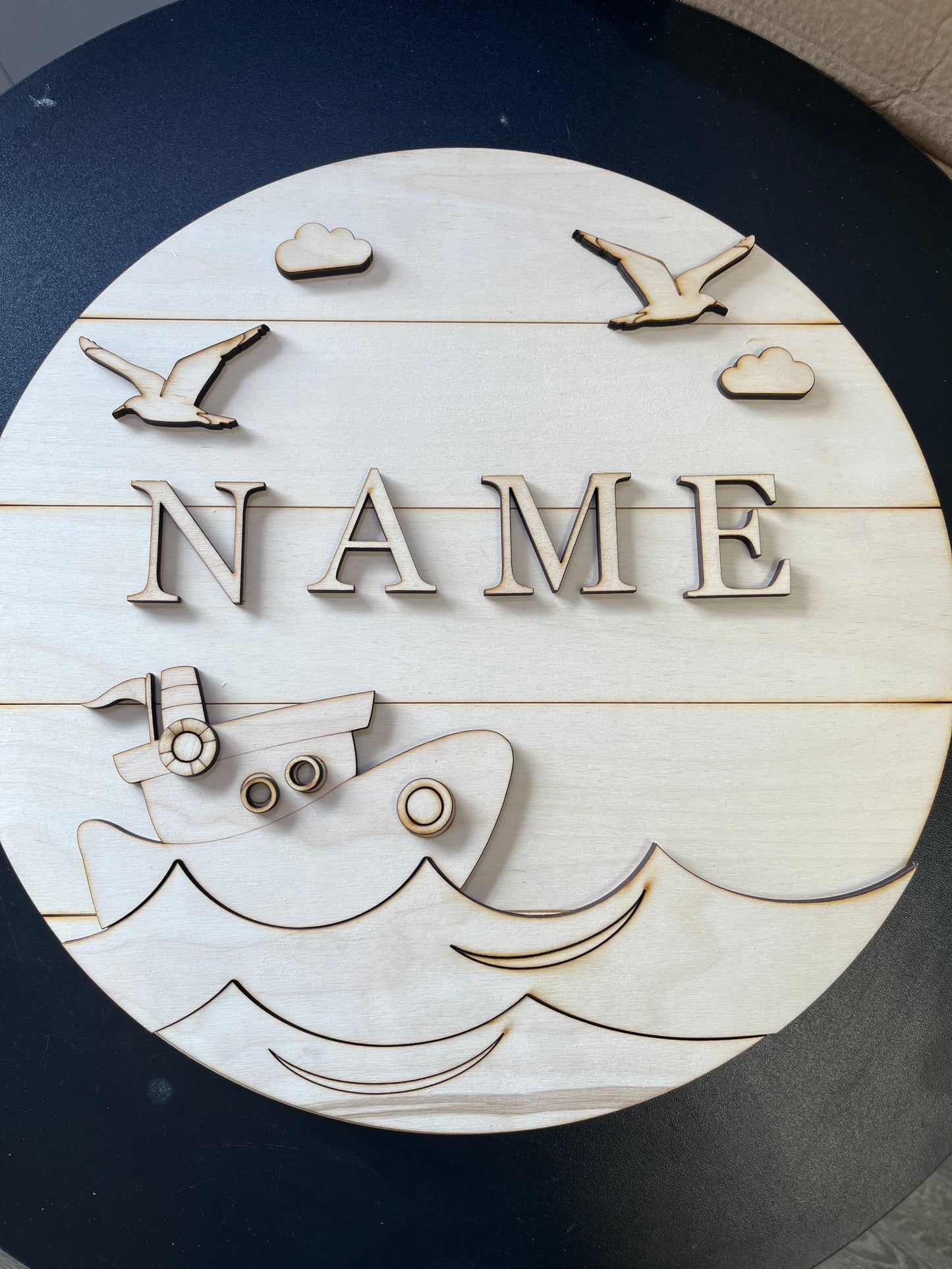 16" Birch Boat Kids room DIY Sign