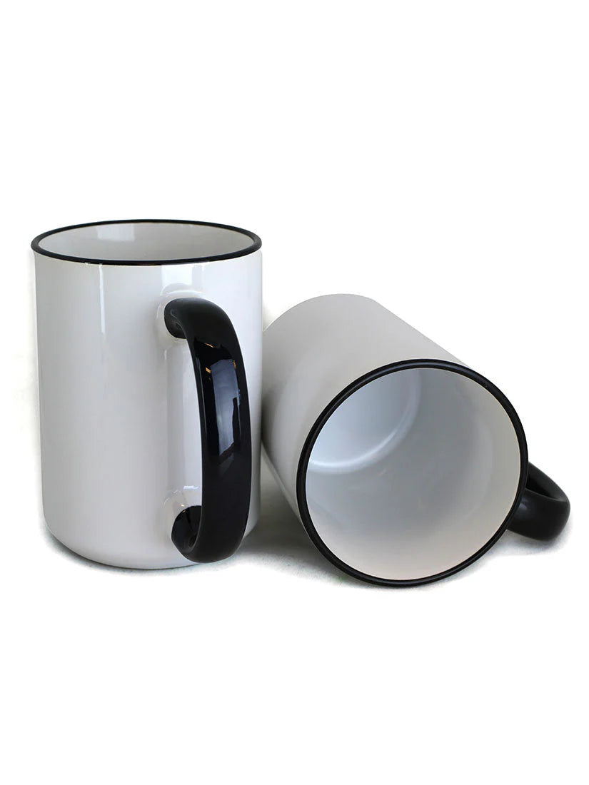Black Rim and Handle 15 OZ Coffee Mugs for sub *PICKUP ONLY*