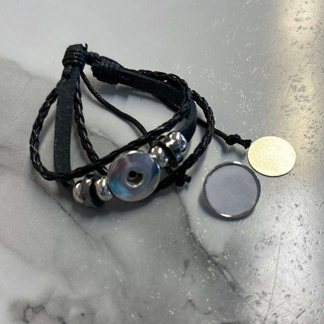 Braided Button Sublimation Leather Bracelets