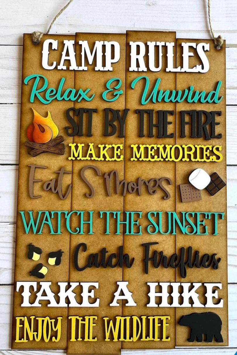 Camp Rules 13” Sign DIY