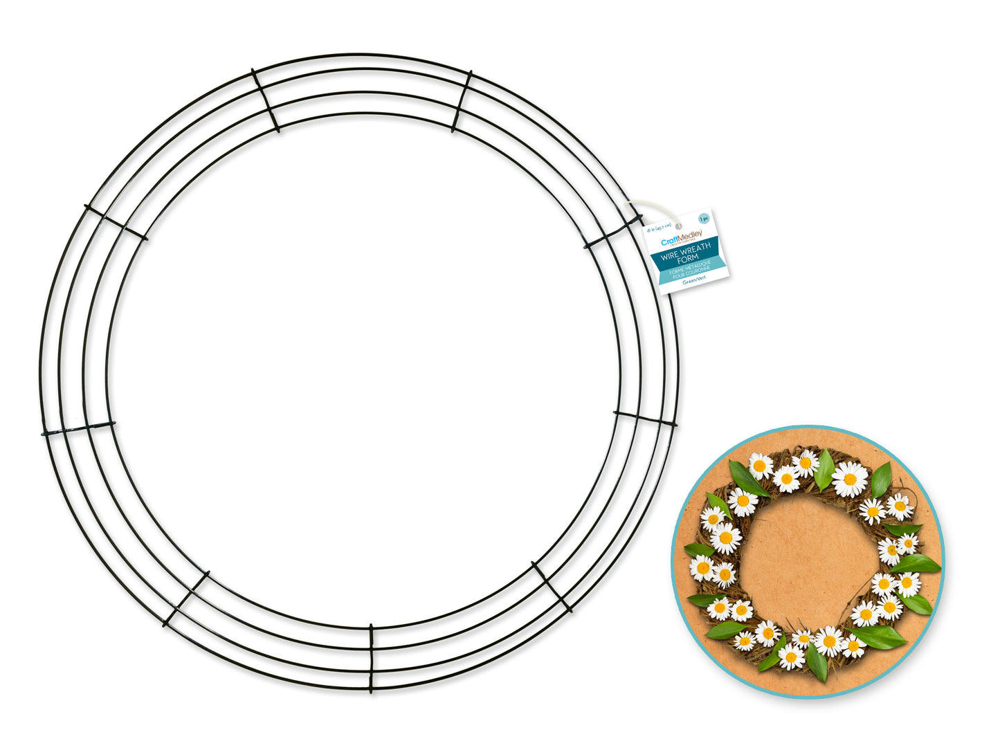 Wire Wreath Form: 18" Green 4-Ring **LOCAL PICKUP**