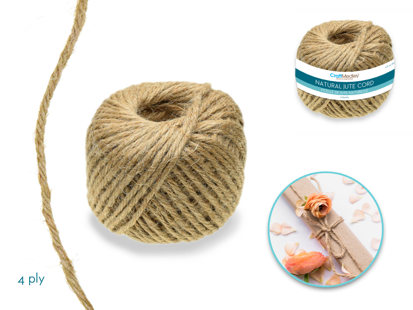 Natural Jute Cord 4ply 80g