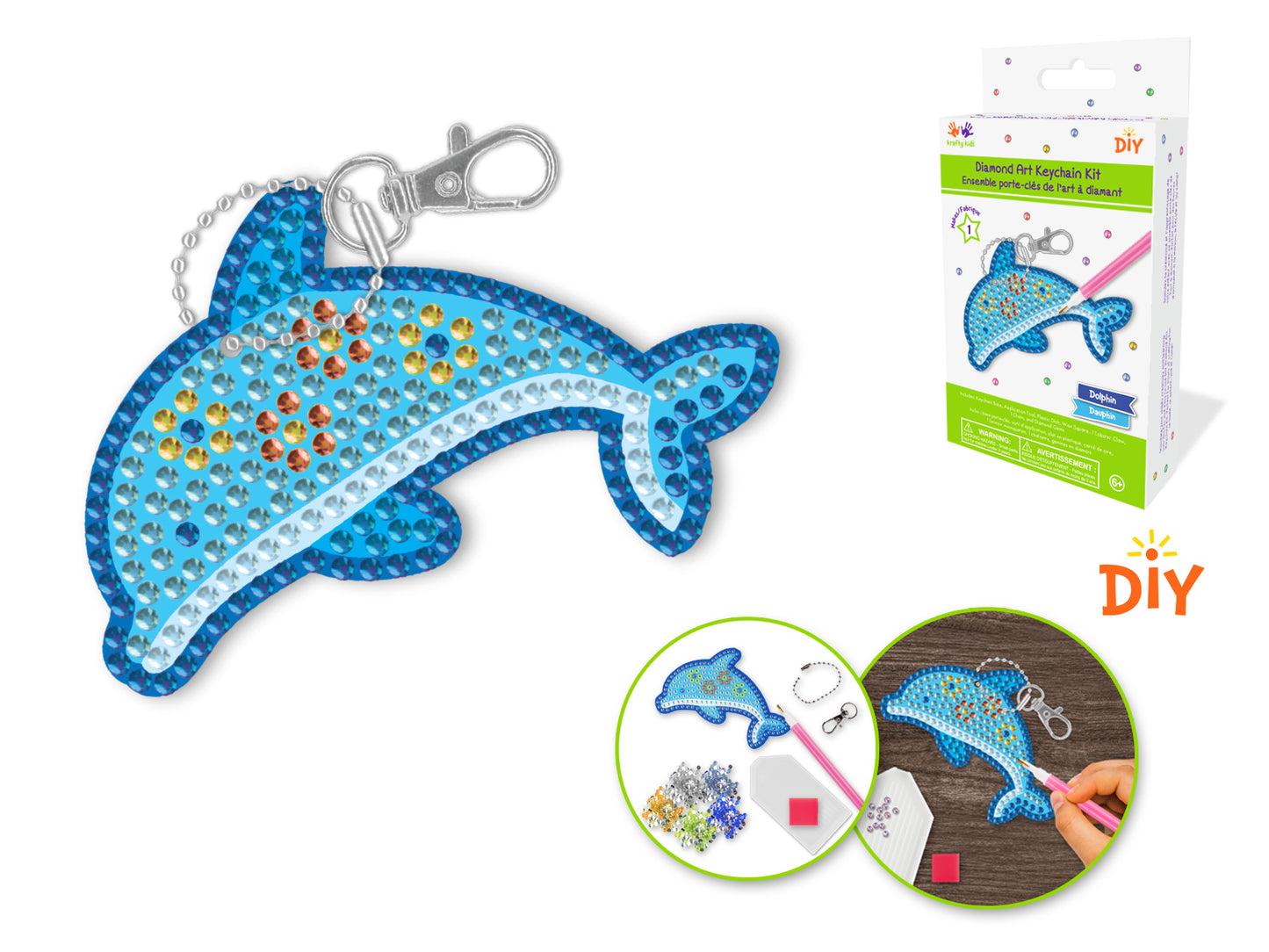 Diamond Painting DIY Keychain Kit - Dolphin