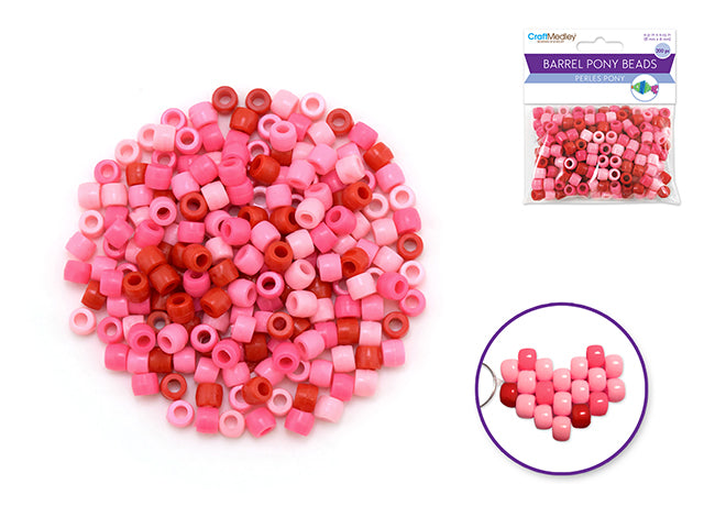 Barrel Pony Beads - Princess Pinks