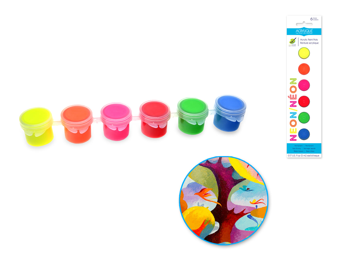 Acrylique Paint Pots (6x5ml) - Neons