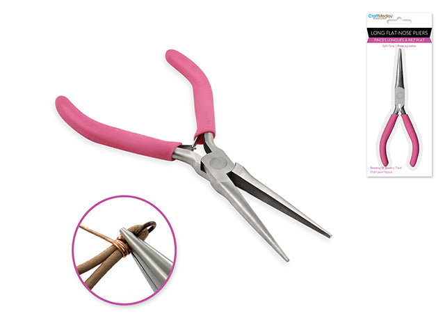 Long Flat Nose Pliers w/Soft Grip Handle