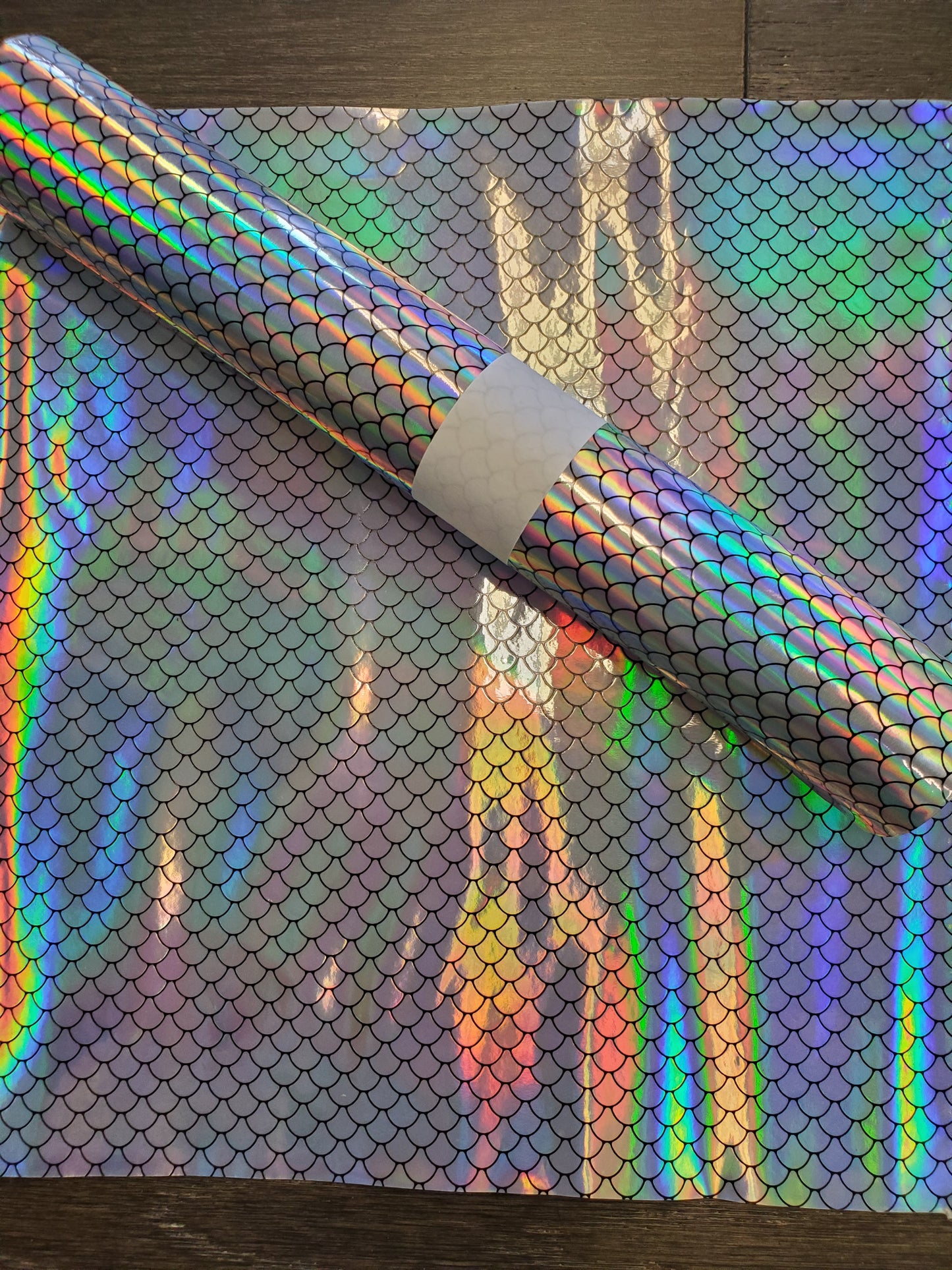 Mermaid Scales Faux Leather ROLL Silver