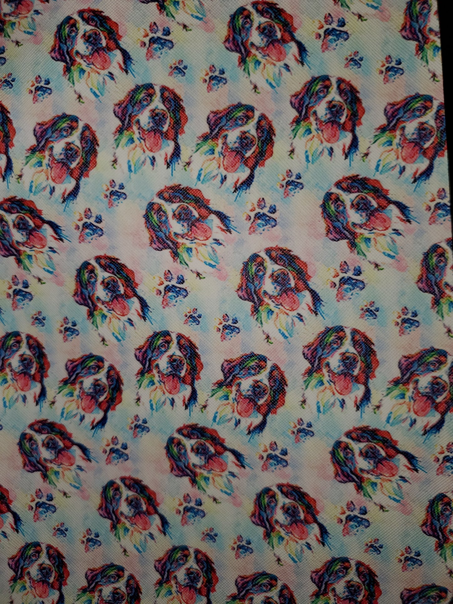 Dog and Paw Prints Faux Leather