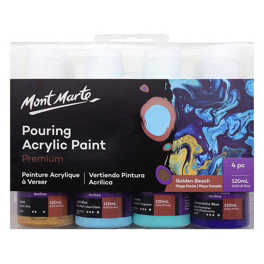 MONT MARTE Premium Pouring Acrylic Paint 120ml - 4pc Set - Golden Beach