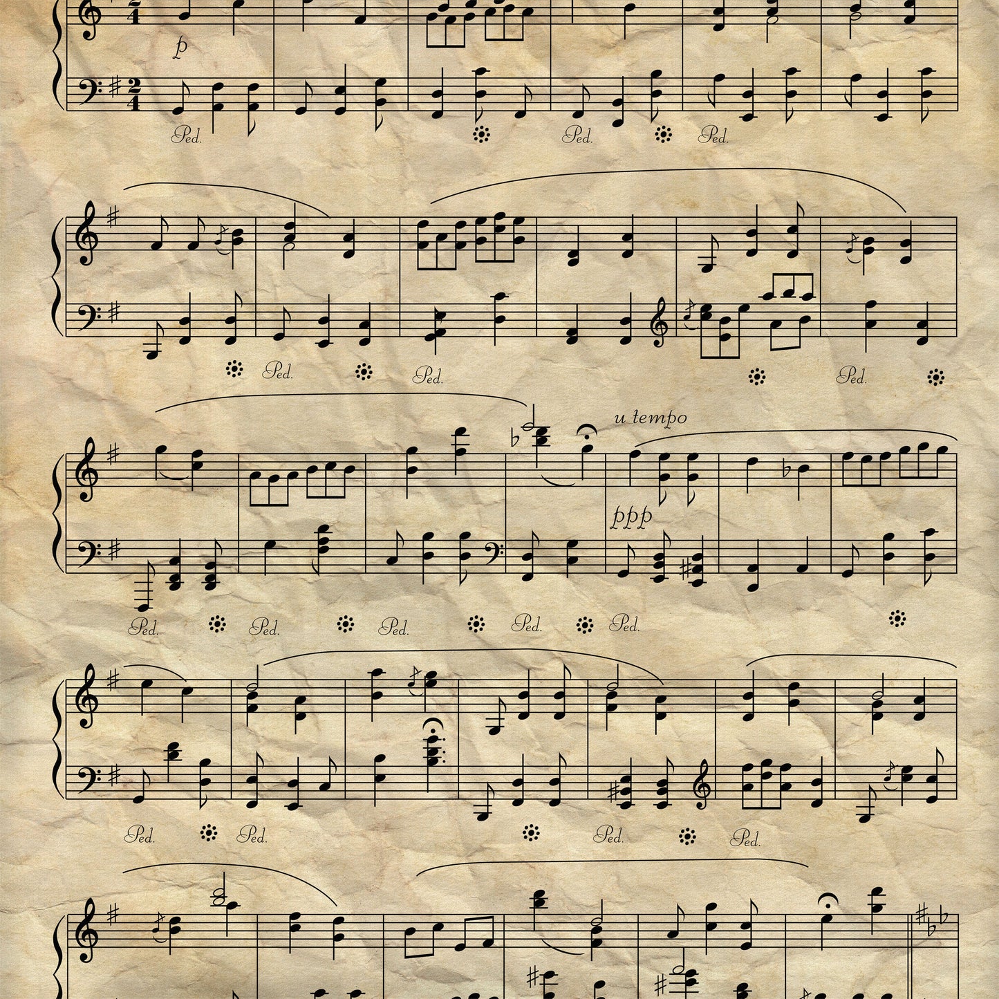 Vintage Music Sheet Patterned Printed Vinyl