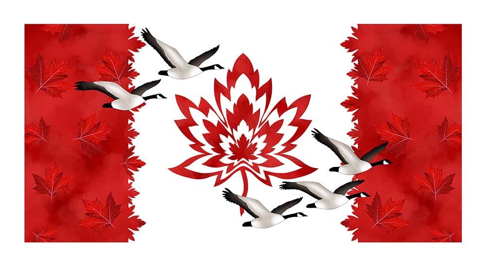 Glorious & Free Geese Panel RED BY SHANIA SUNGA