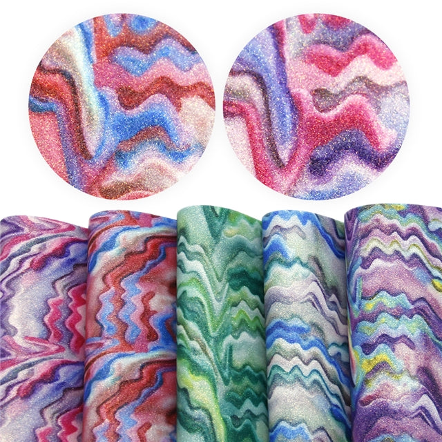 Chevron Fine Glitter Faux Leather