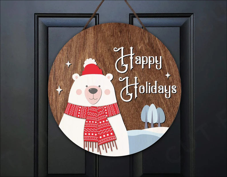 Happy Holidays Bear sign kit