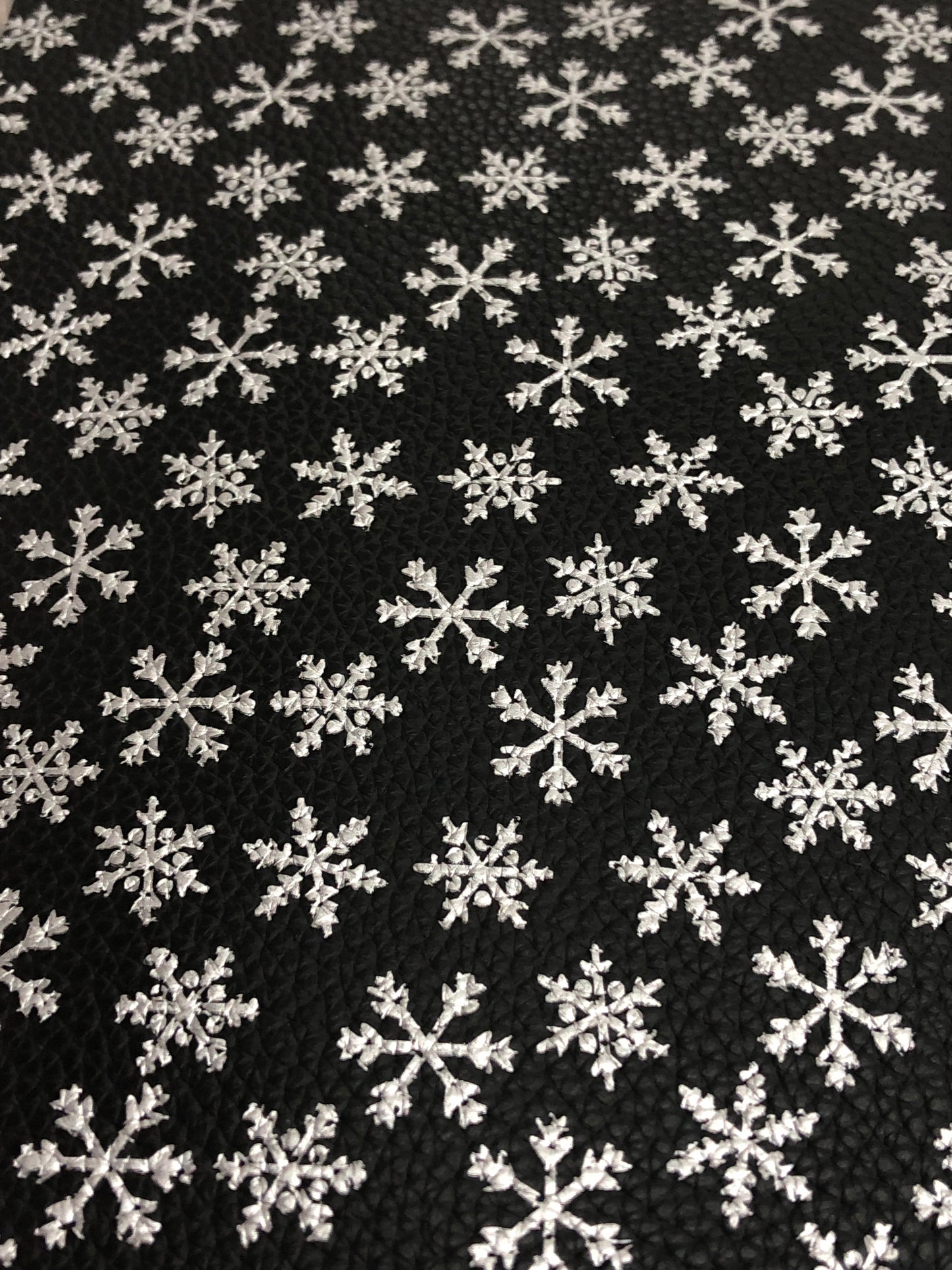 Faux Leather - Silver Snowflakes Litchi - Asstd colors