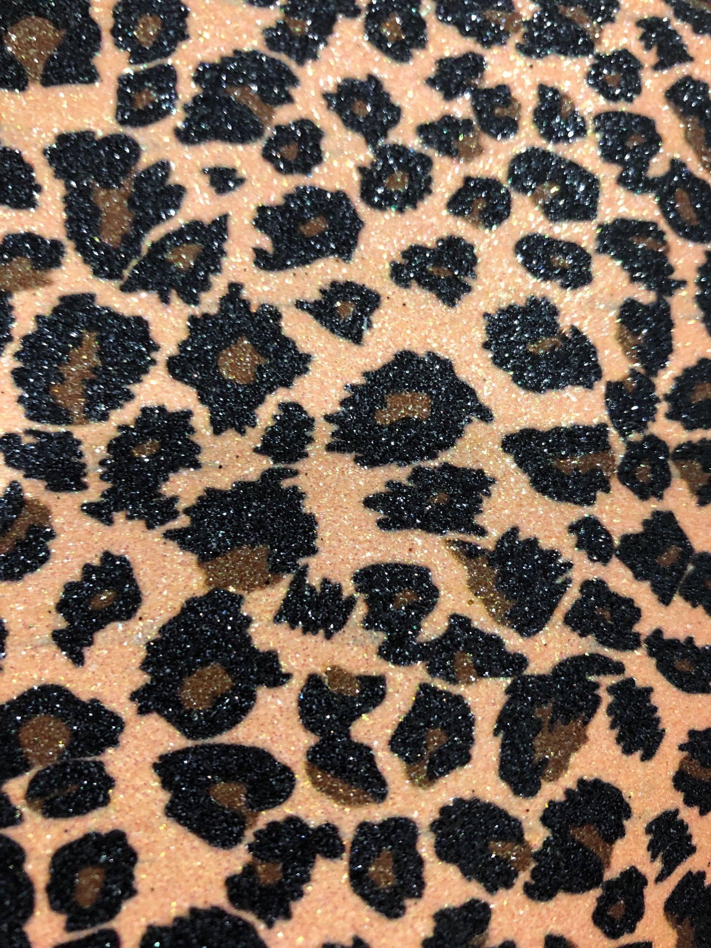 Leopard Print Fine Glitter Faux Leather