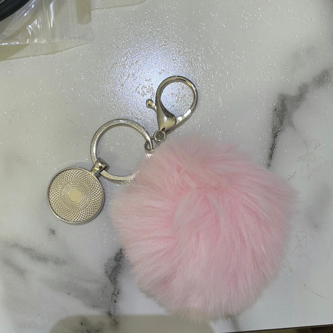 DBL sublimation pompom key chains- Pink