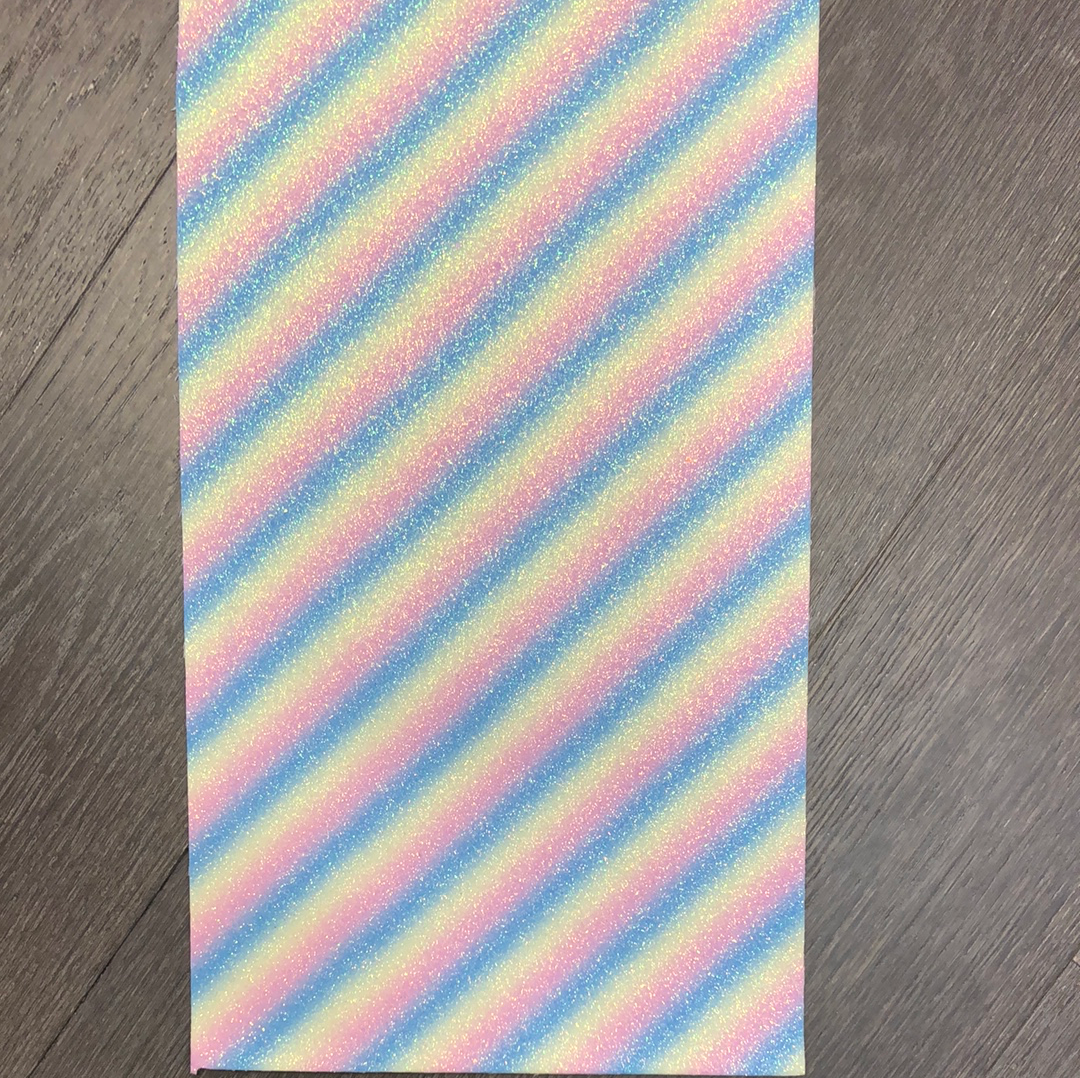 Faux Leather - Fine Glitter diagonal striped pastels