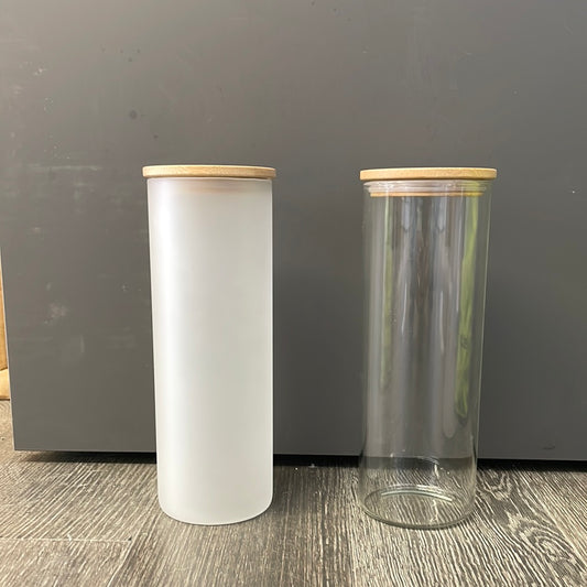25 Oz Glass Can Style w bamboo lid