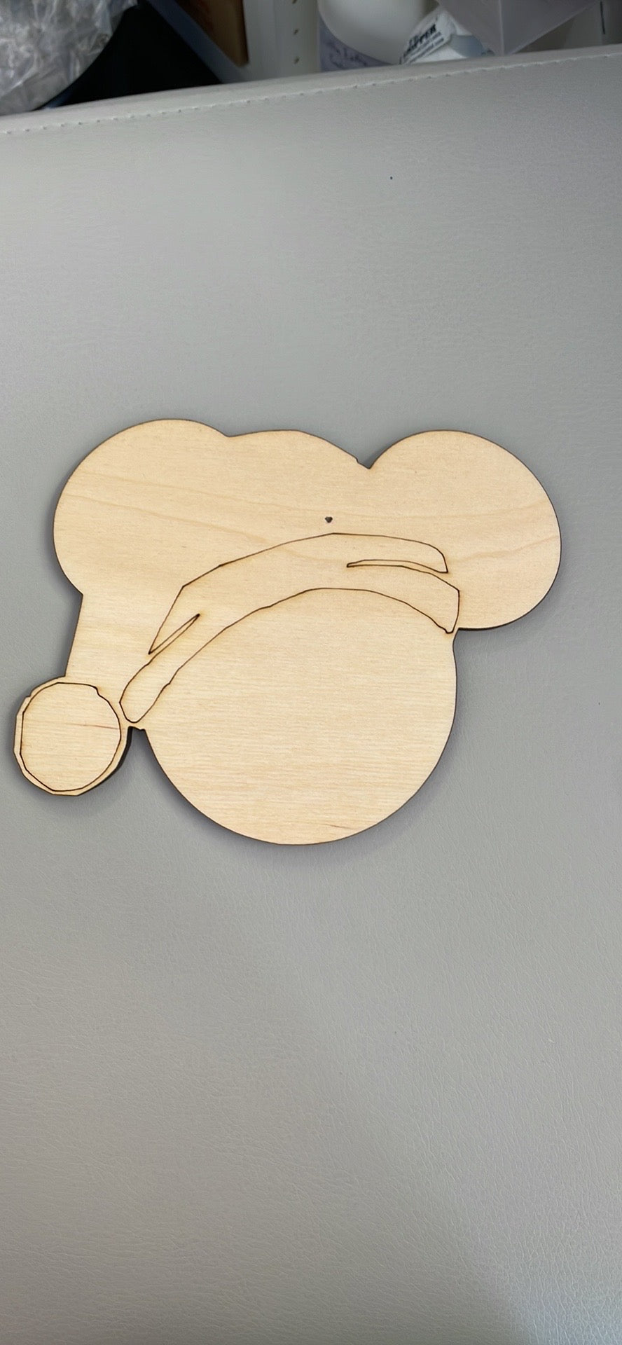 Birch Mouse Head w Santa Hat