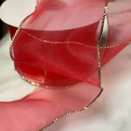 Red/Gold Wired Ribbon 50MM