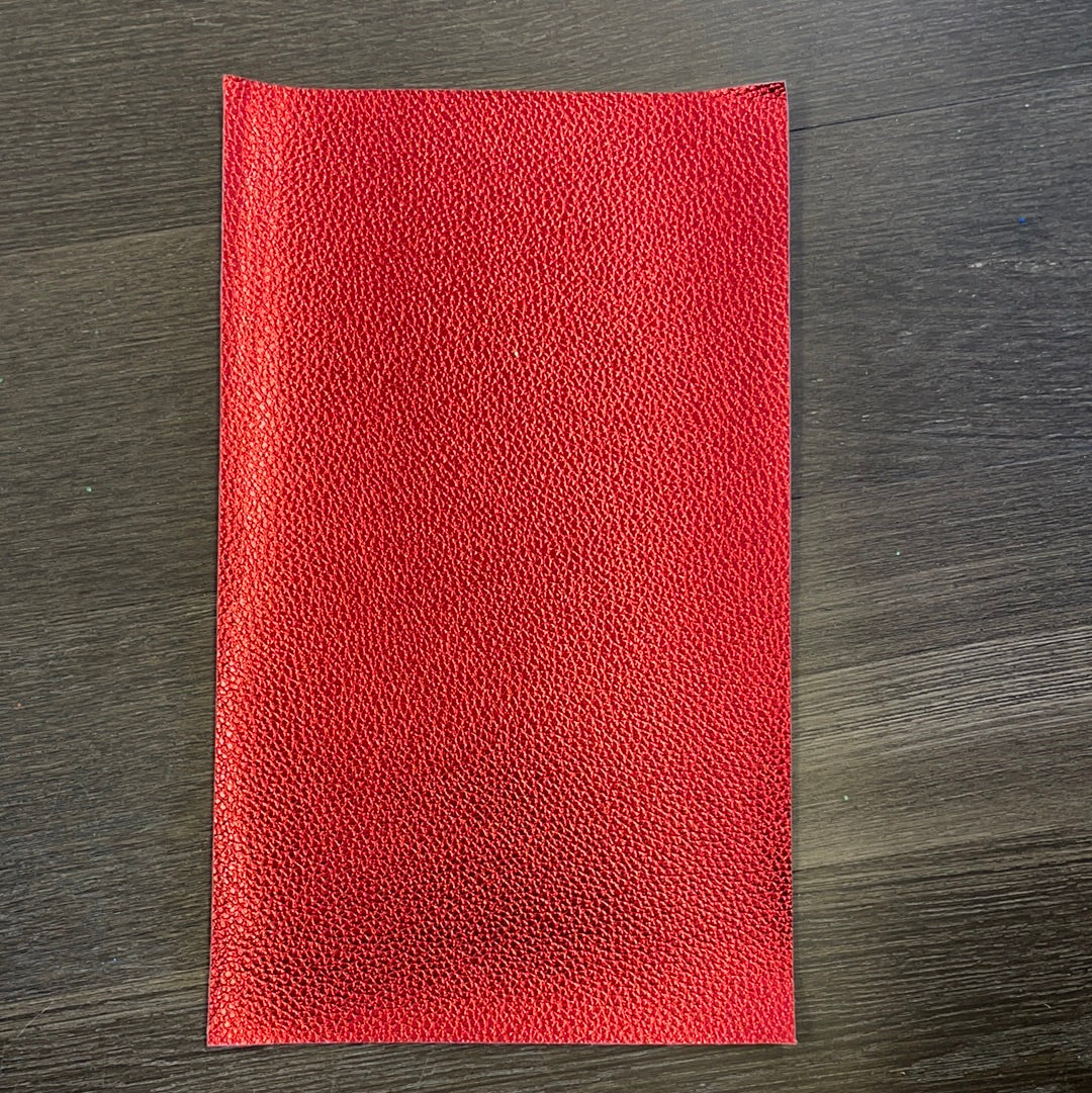 Red Metallic Litchi Faux leather
