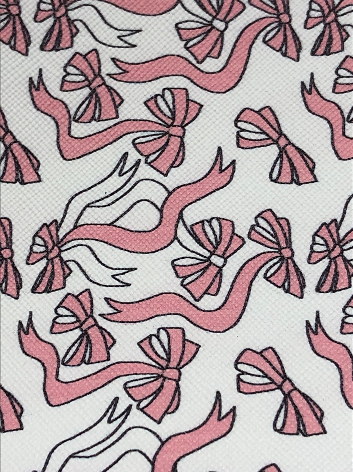 Faux Leather Pink and White Ribbons