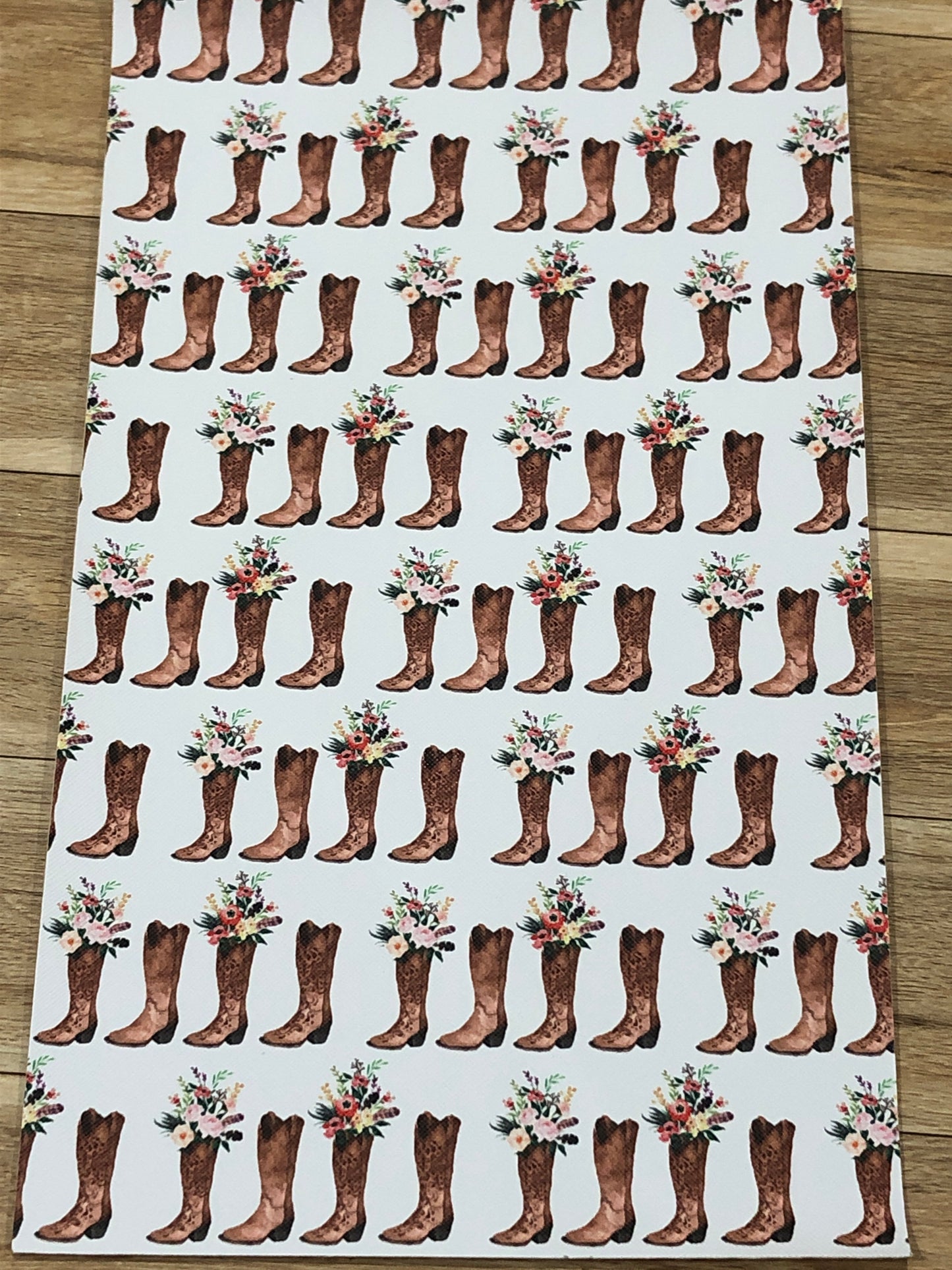 Cowboy boots with flowers Faux leather