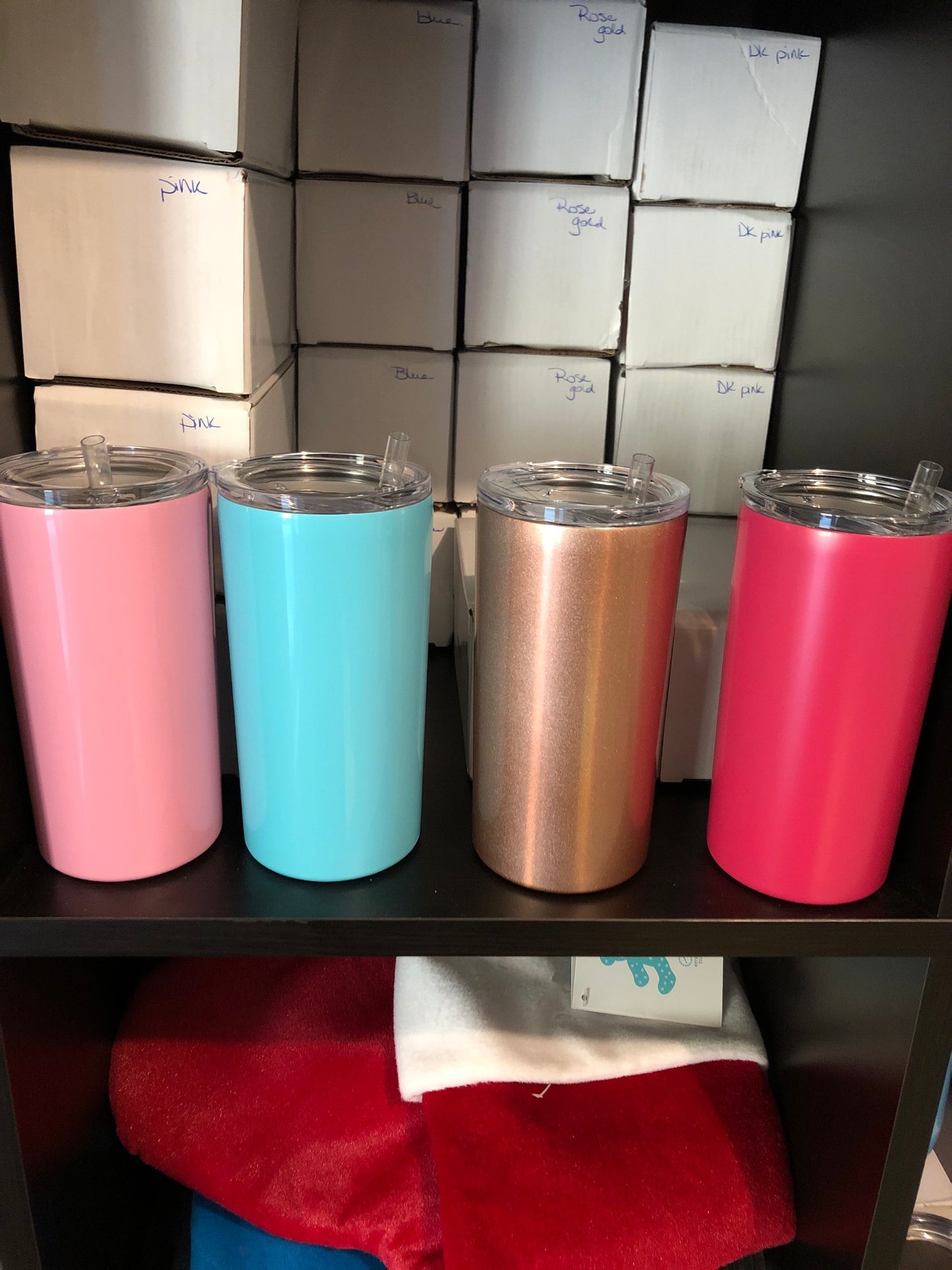 14 oz Skinny Mini Tumblers , clear lid and straw