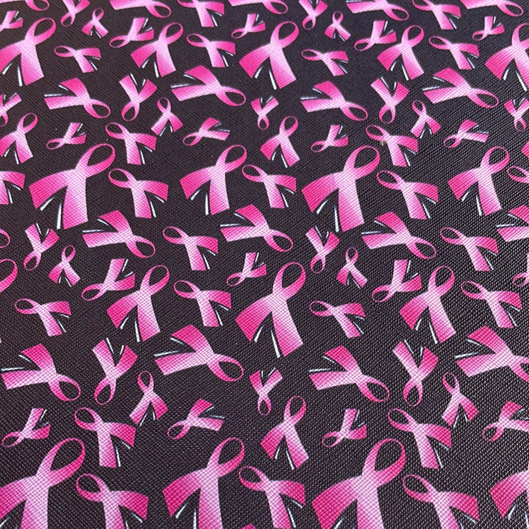 Black w Pink Ribbons Faux leather