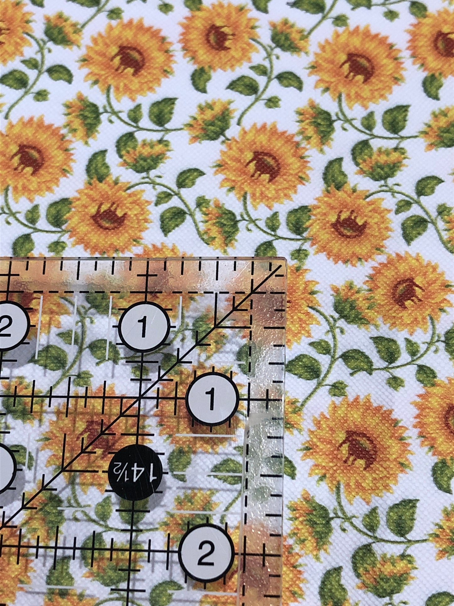 Faux Leather Sm Sunflowers - white background