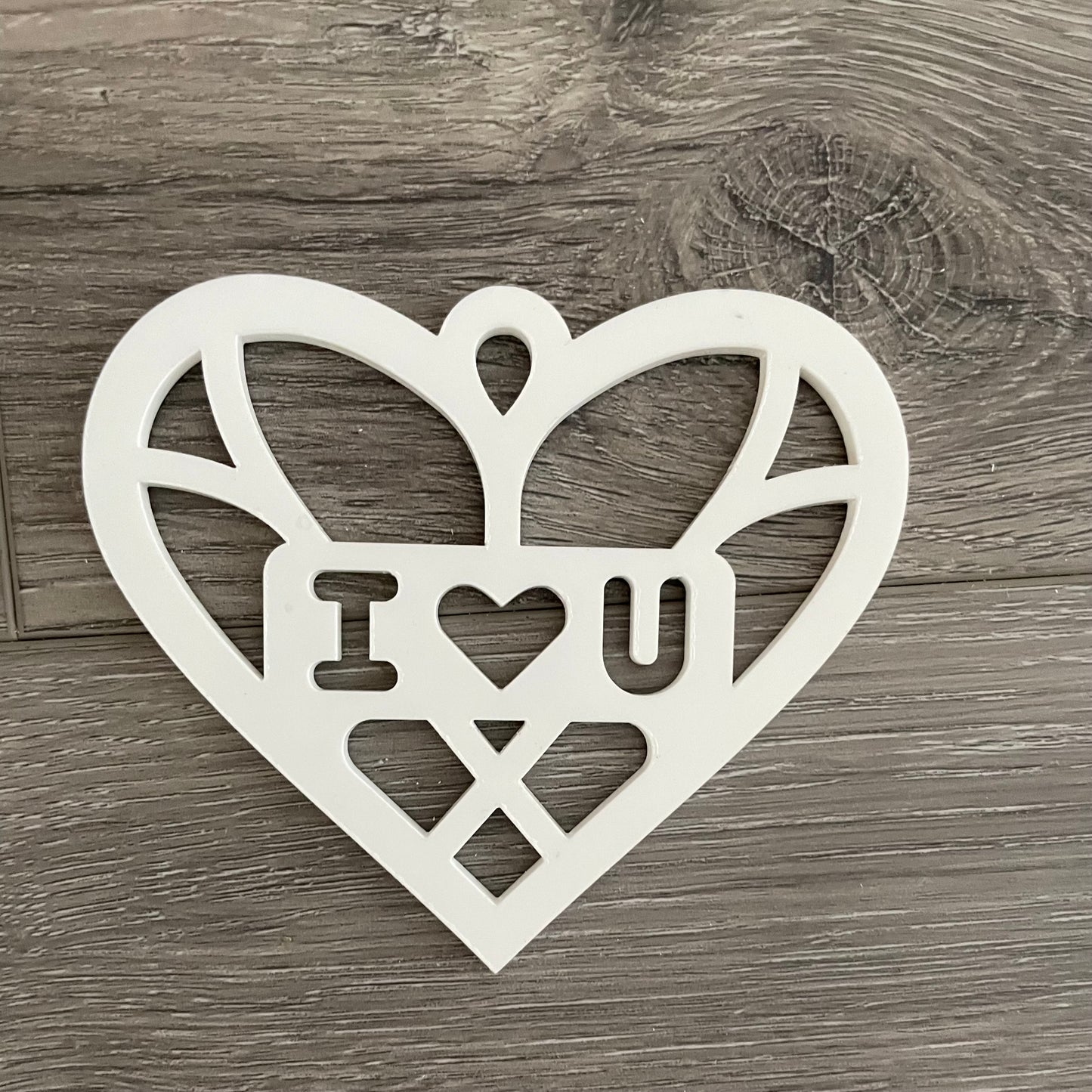 White Acrylic Love Heart w hole