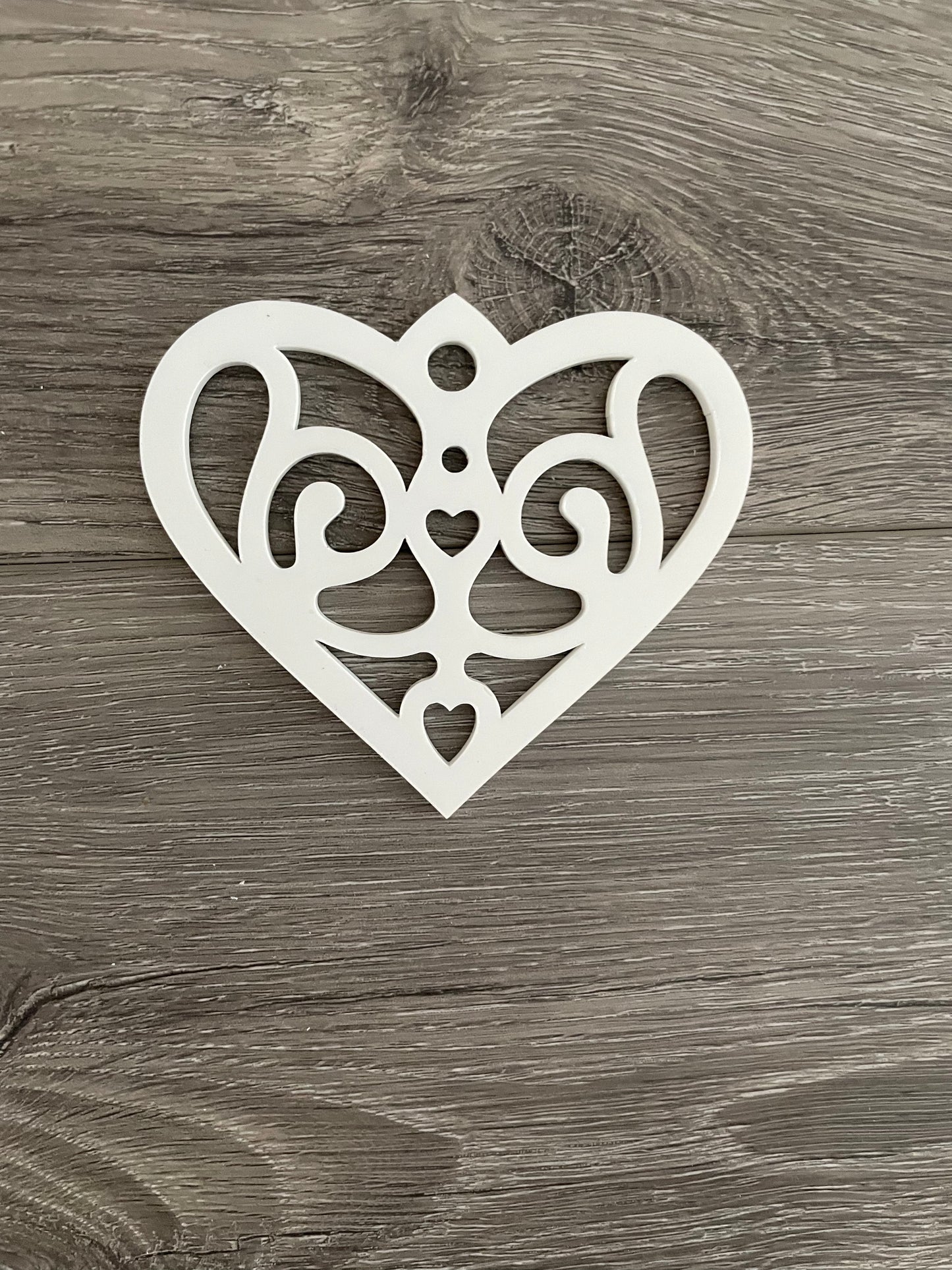 White Acrylic Heart w hole