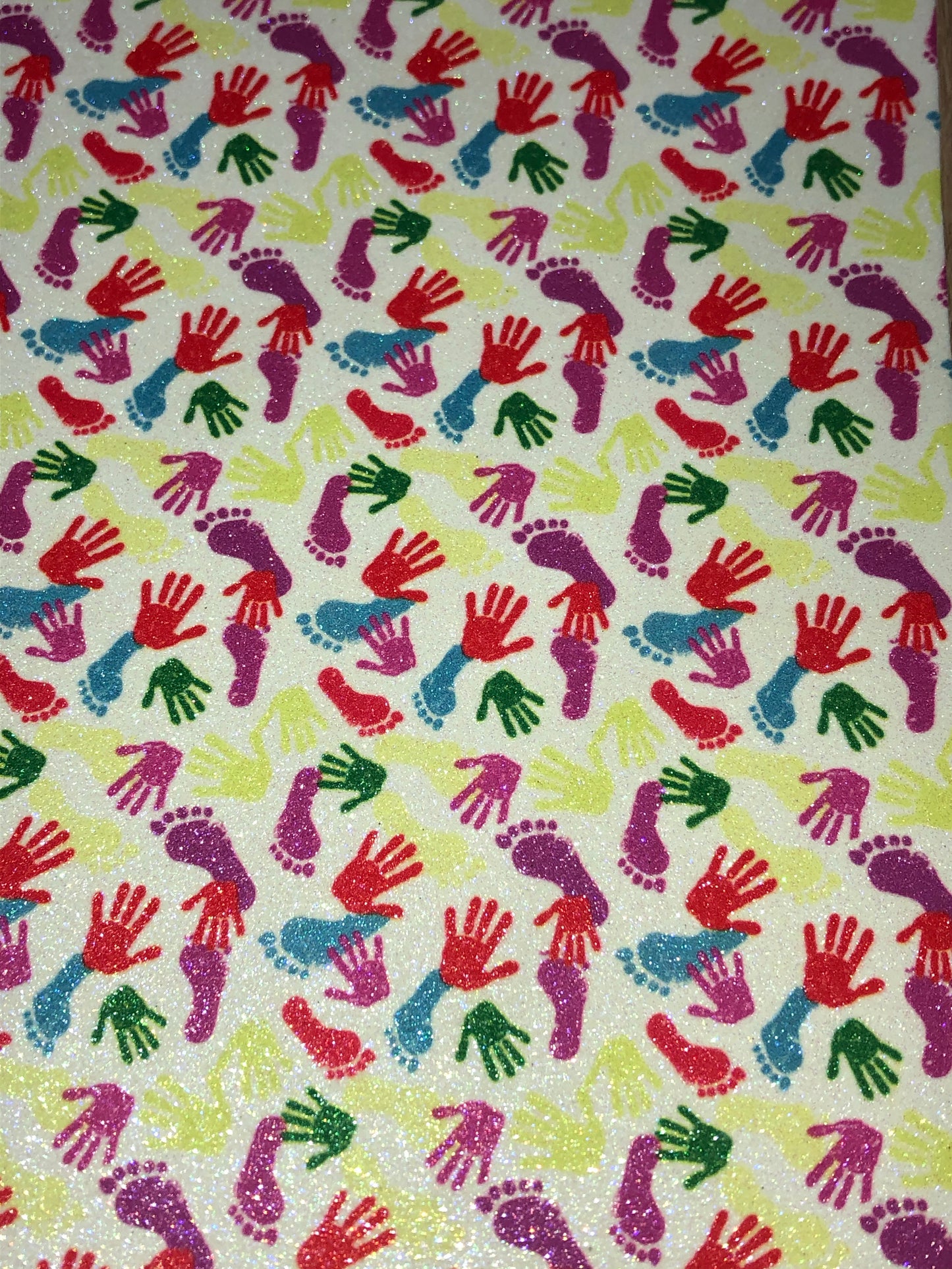 Faux Leather Hands Foot prints Super Fine Glitter Finish