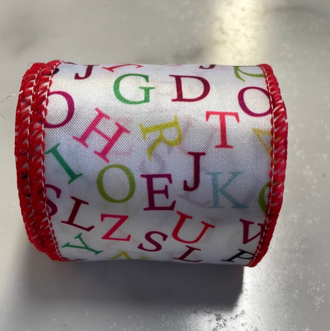 Alphabet Satin Wire Edged Ribbon
