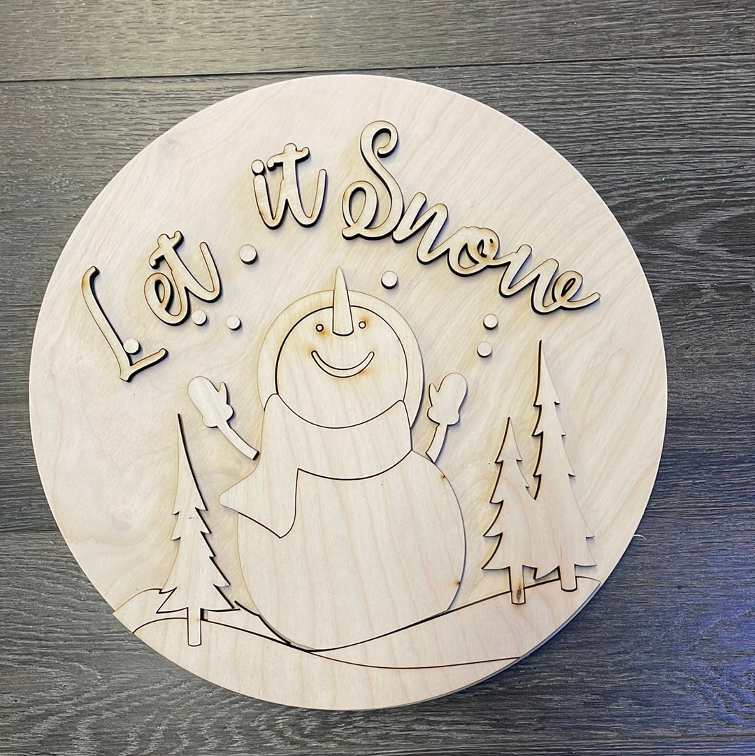 14 " Let It Snow Snowman sign