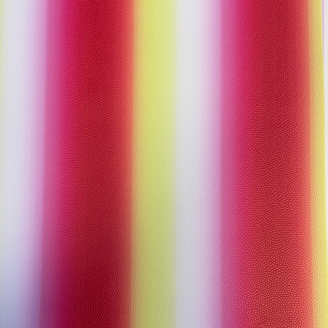 Faux Leather Bubble stripes Pink Yellow