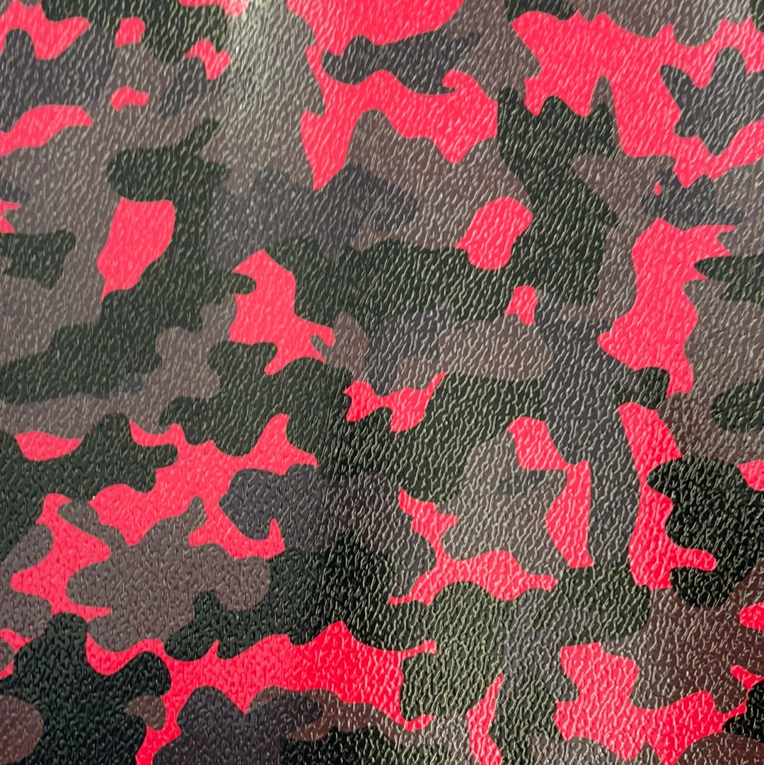 Camo (Red and Black) Faux Leather