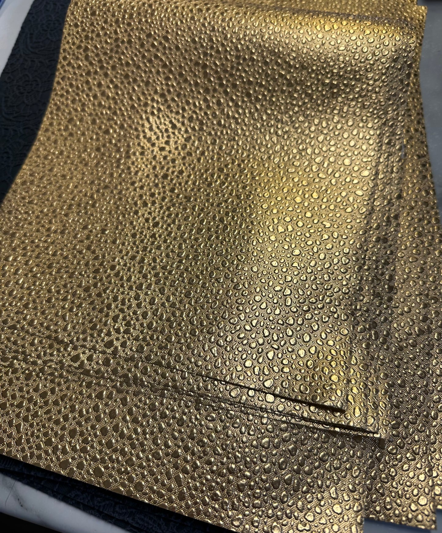 Gold Wet Bubbly Look Faux Leather