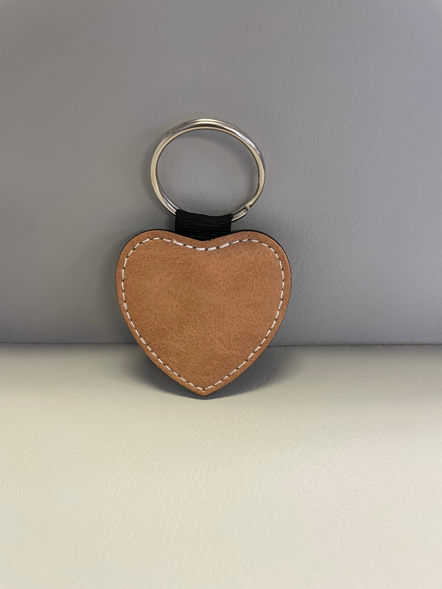 Heart Sub PU Leather Key Ring - Brown
