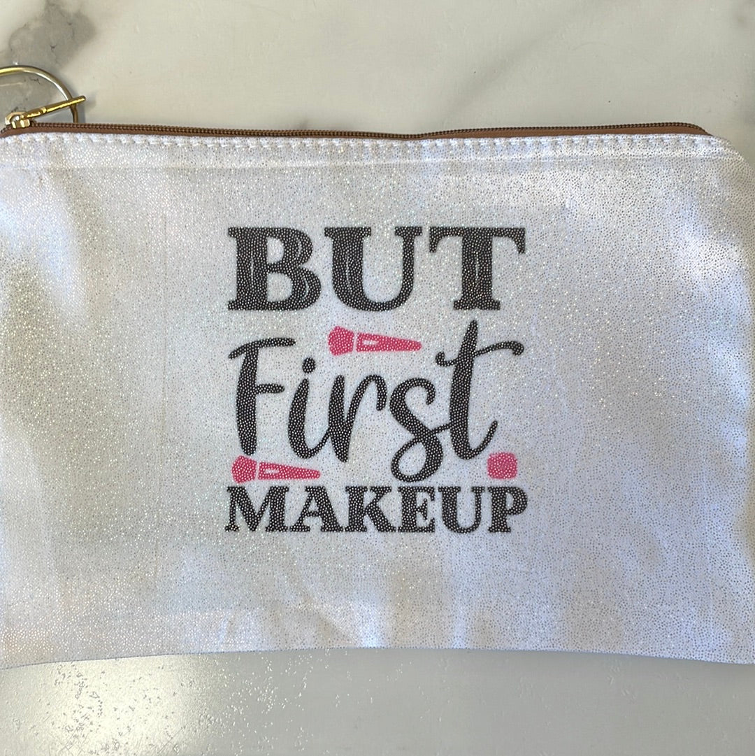 Sublimation White Glitter Cosmetic/Pencil Bag