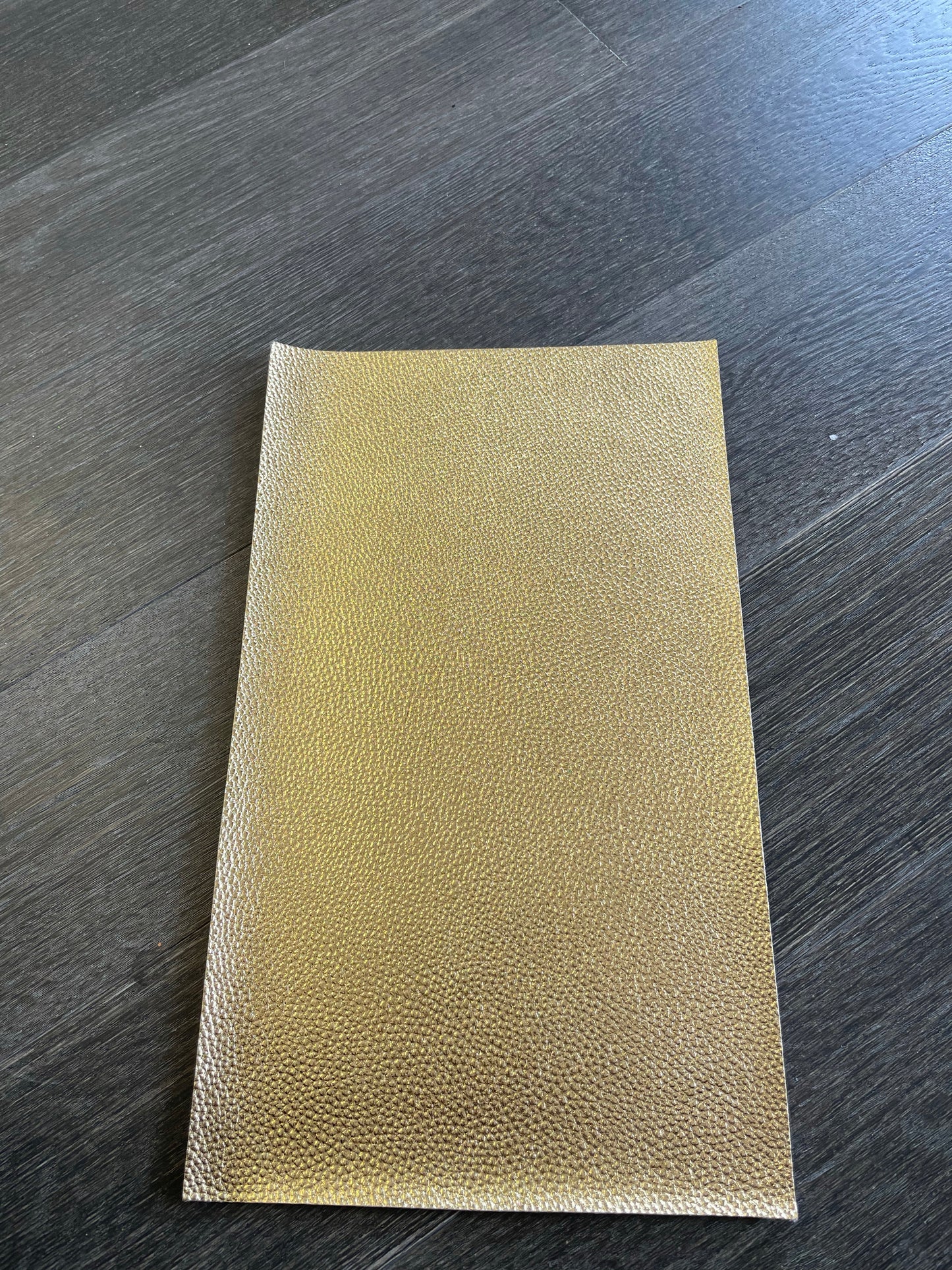 Glossy Gold Metallic Small Litchi Faux leather